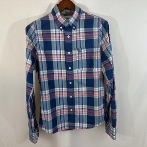 ABERCROMBIE & FITCH PLAID MUSCLE BUTTON UP SHIRT MENS SZ L